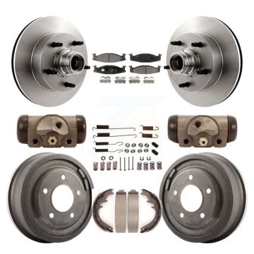 Front Rear Brake Rotor Ceramic Pad And Drum Kit (9Pc) For Ford E-150 Econoline Club Wagon K8T-103481