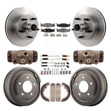 Front Rear Brake Rotor Ceramic Pad And Drum Kit (9Pc) For Ford E-150 Econoline Club Wagon K8T-103483