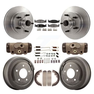Front Rear Brake Rotor Ceramic Pad Drum Kit (9Pc) For 97 Ford E-150 Econoline 2-Wheel ABS K8T-103484