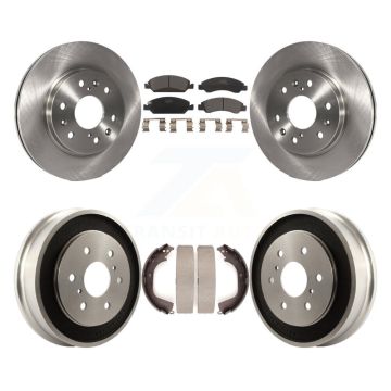 Front Rear Brake Rotors Ceramic Pad Drum Kit For 2008 Chevrolet Silverado 1500 GMC Sierra K8T-103757