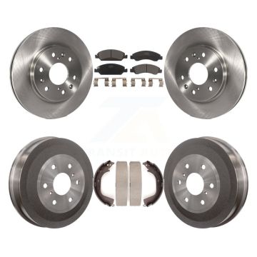 Front Rear Disc Brake Rotors Ceramic Pad Drum Kit For GMC Sierra 1500 Chevrolet Silverado K8T-103758