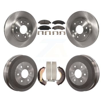 Front Rear Brake Rotors Ceramic Pad Drum Kit For 2009 Chevrolet Silverado 1500 GMC Sierra K8T-103759