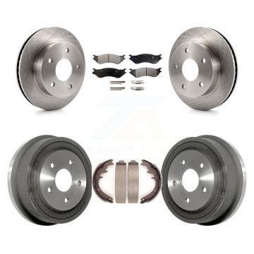 Front Rear Disc Brake Rotors Ceramic Pads And Drum Kit For 2000-2001 Dodge Ram 1500 4WD K8T-103761