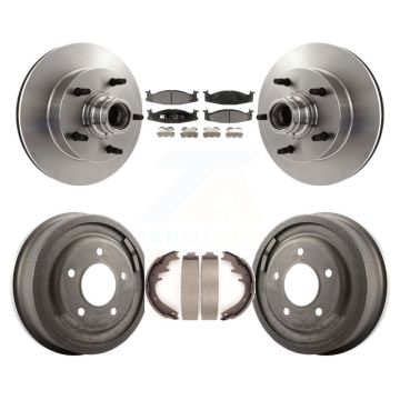 Front Rear Brake Rotors Ceramic Pad & Drum Kit For 97-99 Ford E-150 Econoline 2-Wheel ABS K8T-103775