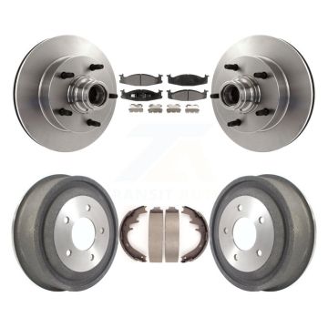 Front Rear Brake Rotors Ceramic Pad & Drum Kit For 00-01 Ford E-150 Econoline 2-Wheel ABS K8T-103793