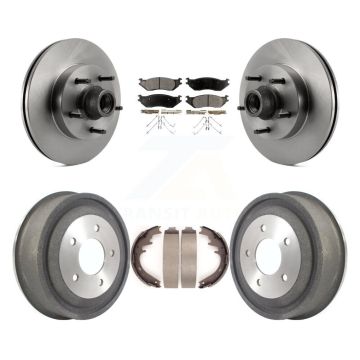 Front Rear Disc Brake Rotor Hub Assembly Ceramic Pad & Drum Kit For Ford E-150 Club Wagon K8T-103794
