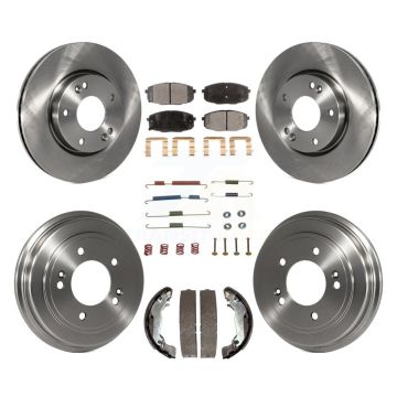 Front Rear Disc Brake Rotors Ceramic Pads And Drum Kit (7Pc) For Hyundai Elantra K8T-103805