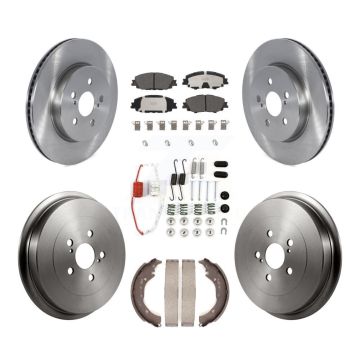 Front Rear Disc Brake Rotors Ceramic Pads And Drum Kit (7Pc) For 2019 Toyota Corolla 2.0L K8T-104129
