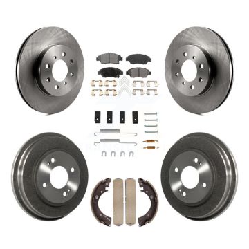 Front Rear Disc Brake Rotors Ceramic Pad Drum Kit (7Pc) For Honda Civic With 4 Lug Wheels K8T-104198