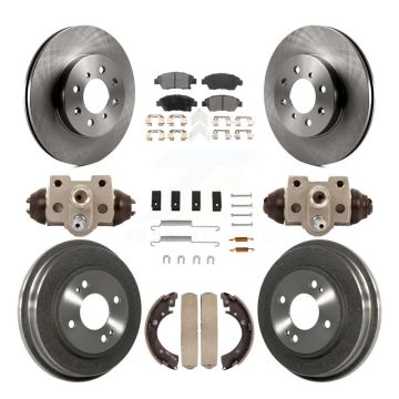 Front Rear Disc Brake Rotors Ceramic Pad Drum Kit (9Pc) For Honda Civic With 4 Lug Wheels K8T-104211