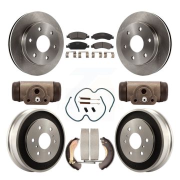 Front Rear Brake Rotor Ceramic Pad Drum Kit (9Pc) For 07 GMC Sierra 1500 With 7000 Lb GVW K8T-104359