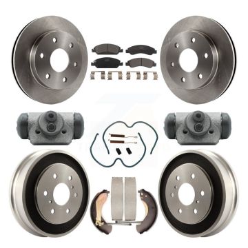 Front Rear Brake Rotor Ceramic Pad Drum Kit (9Pc) For 07 GMC Sierra 1500 With 6400 Lb GVW K8T-104360