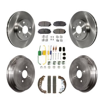 Front Rear Disc Brake Rotors Ceramic Pads And Drum Kit (7Pc) For Toyota Yaris K8T-104442