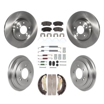 Front Rear Disc Brake Rotor Ceramic Pad Drum Kit (7Pc) For 2017-2020 Hyundai Elantra 1.6L K8T-104538