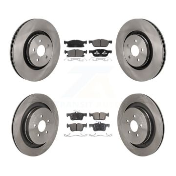 Front Rear Disc Brake Rotors Ceramic Pad Kit For 2019 Ford Edge With Red Painted Calipers K8T-104619