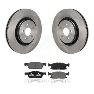 Front Brake Rotors Ceramic Pad Kit For 2019-2024 Ford Edge 2.7L With Red Painted Calipers K8T-104698