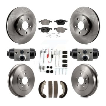 Front Rear Disc Brake Rotors Ceramic Pads And Drum Kit (9Pc) For Ford Focus FMSI=1004 K8T-104818