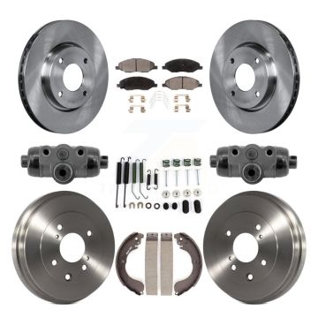 Front Rear Disc Brake Rotors Ceramic Pad Drum Kit (9Pc) For 2008 Nissan Versa 4-Wheel ABS K8T-104833
