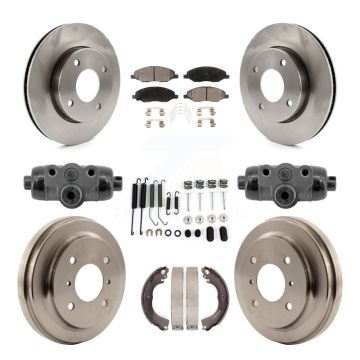Front Rear Brake Rotor Ceramic Pad Drum Kit (9Pc) For 09-11 Nissan Versa With 4 Wheel ABS K8T-104834