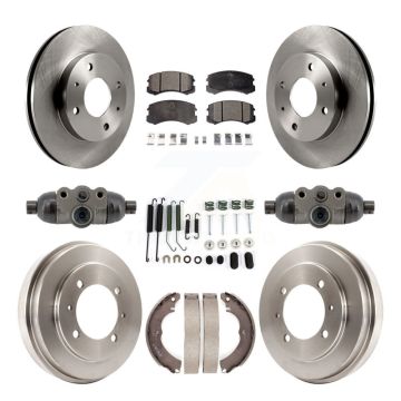 Front Rear Brake Rotor Ceramic Pad & Drum Kit (9Pc) For 2007 Mitsubishi Lancer LS Diamond K8T-104844