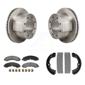 Rear Disc Rotors Ceramic Pads & Parking Brake Shoes Kit For GMC Sierra 3500 HD Chevrolet K8T-105371