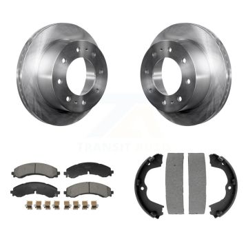 Rear Disc Rotors Ceramic Pads And Parking Shoes Kit For GMC Chevrolet Sierra 2500 HD 3500 K8T-105372