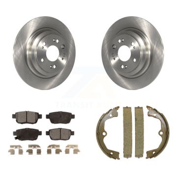 Rear Disc Rotors Ceramic Pads And Parking Brake Shoes Kit For 2009-2014 Acura TL K8T-105375