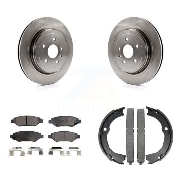 Rear Disc Rotors Ceramic Pads And Parking Brake Shoes Kit For Cadillac CTS K8T-105385