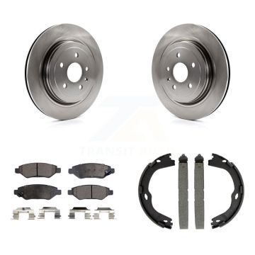Rear Disc Rotors Ceramic Pads & Parking Shoes Kit For Cadillac CTS With Heavy Duty Brakes K8T-105387