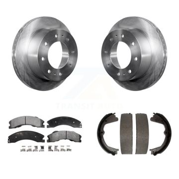 Rear Disc Rotors Ceramic Pads Parking Shoes Kit For Chevrolet Silverado 2500 HD GMC 3500 K8T-105394