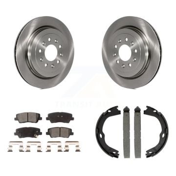 Rear Disc Rotors Ceramic Pads And Parking Brake Shoes Kit For Cadillac ATS K8T-105397