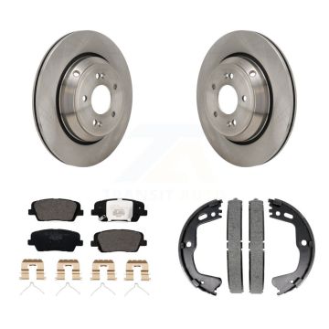 Rear Disc Rotors Ceramic Pads And Parking Brake Shoes Kit For 2018-2020 Genesis G80 3.3L K8T-105410