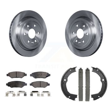 Rear Disc Rotors Ceramic Pads And Parking Brake Shoes Kit For 2010-2016 Cadillac SRX K8T-105420