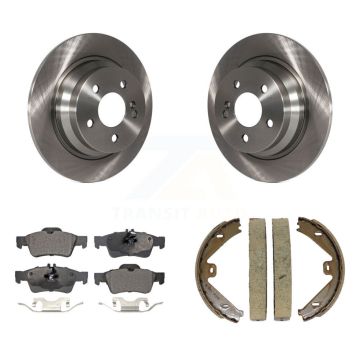 Rear Disc Rotors Ceramic Pads And Parking Brake Shoes Kit For Mercedes-Benz E250 E350 K8T-105436
