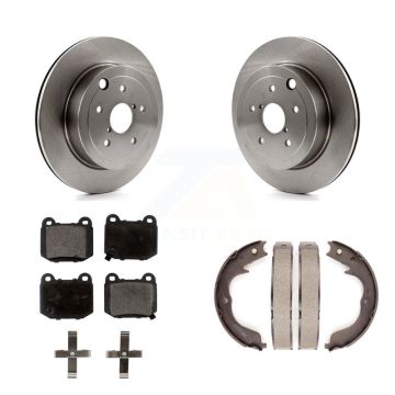 Rear Disc Rotors Ceramic Pads And Parking Brake Shoes Kit For Subaru Impreza K8T-105440