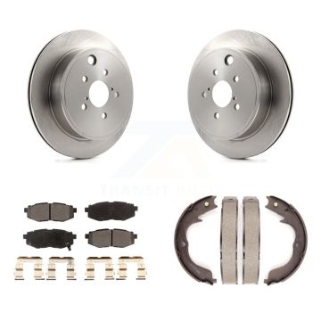 Rear Disc Rotors Ceramic Pads And Parking Brake Shoes Kit For Subaru Outback Legacy K8T-105442