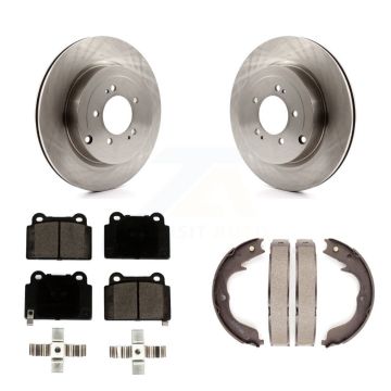 Rear Disc Rotors Ceramic Pads And Parking Brake Shoes Kit For Mitsubishi Lancer K8T-105445