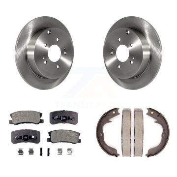 Rear Disc Rotors Ceramic Pads And Parking Brake Shoes Kit For Mitsubishi Endeavor K8T-105447