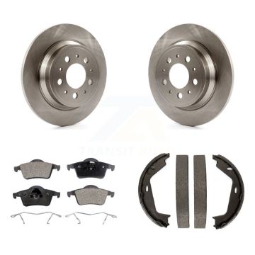Rear Disc Rotors Ceramic Pads And Parking Brake Shoes Kit For Volvo XC70 S80 K8T-105454