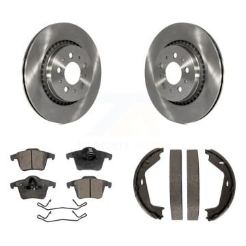 Rear Disc Rotors Ceramic Pads And Parking Brake Shoes Kit For 2003-2007 Volvo XC90 K8T-105455