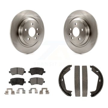 Rear Disc Rotors Ceramic Pads Parking Shoes Kit For 07-09 Volvo S80 AWD With Solid Rotor K8T-105456