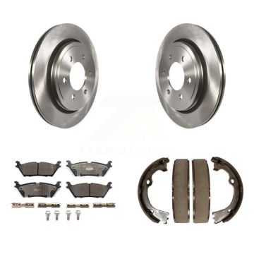 Rear Disc Rotors Ceramic Pads And Parking Brake Shoes Kit For Ford F-150 K8T-105497