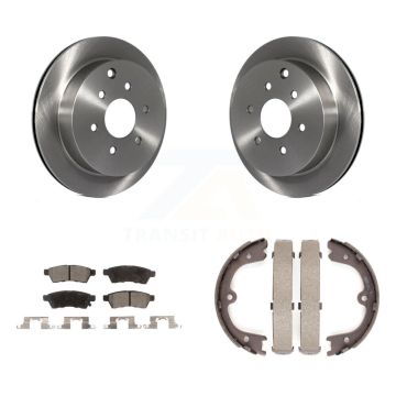 Rear Disc Rotors Ceramic Pads And Parking Brake Shoes Kit For Nissan Frontier Xterra K8T-105503