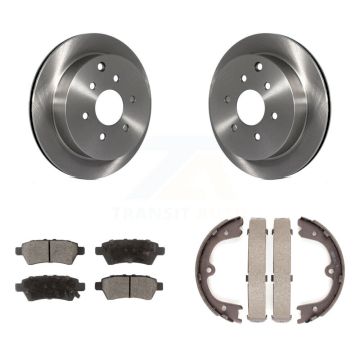 Rear Disc Rotors Ceramic Pads And Parking Brake Shoes Kit For 2006-2007 Nissan Xterra K8T-105505