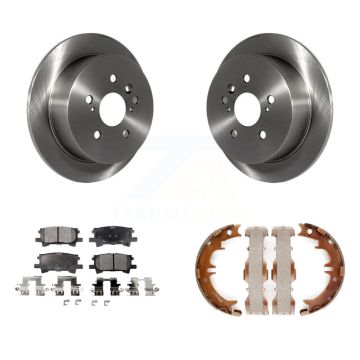 Rear Disc Rotors Ceramic Pads & Parking Shoes Kit For Lexus RX350 Toyota Highlander RX330 K8T-105550