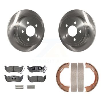 Rear Disc Rotors Ceramic Pads And Parking Brake Shoes Kit For Jeep Liberty Wrangler TJ K8T-105577