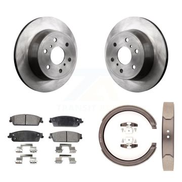 Rear Disc Rotors Ceramic Pads & Parking Shoes Kit For Chevrolet GMC Sierra 1500 Silverado K8T-105580