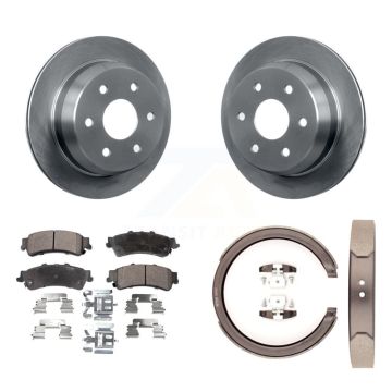 Rear Disc Rotors Ceramic Pads & Parking Shoes Kit For Chevrolet GMC Silverado 1500 Sierra K8T-105583