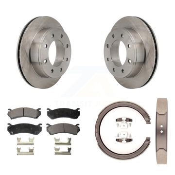 Rear Disc Rotors Ceramic Pads Parking Shoes Kit For GMC Chevrolet Silverado 1500 HD 2500 K8T-105588