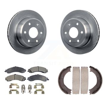 Rear Disc Rotors Ceramic Pads & Parking Shoes Kit For Chevrolet Silverado 1500 GMC Sierra K8T-105591